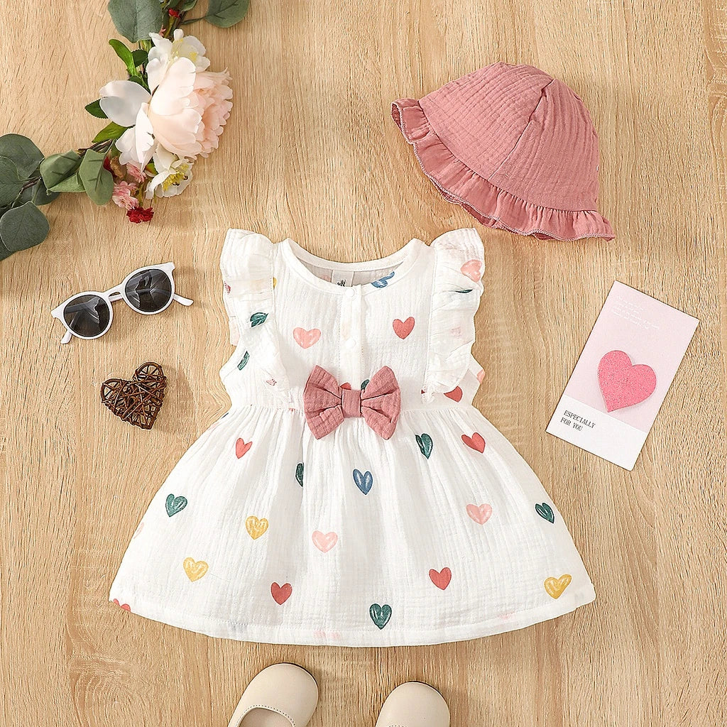 Love Print Sleeveless Dress Set